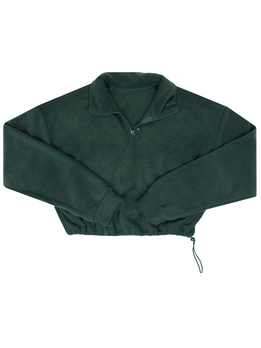 Флисовая укороченная кофта оверсайз W (тёмно-зеленый)