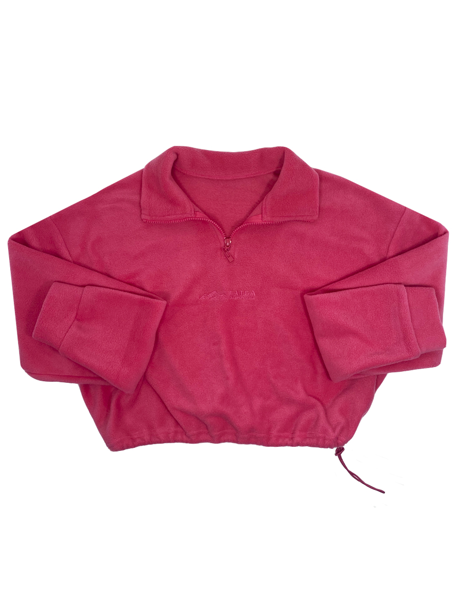 Флисовая укороченная кофта оверсайз W (ярко-розовый)