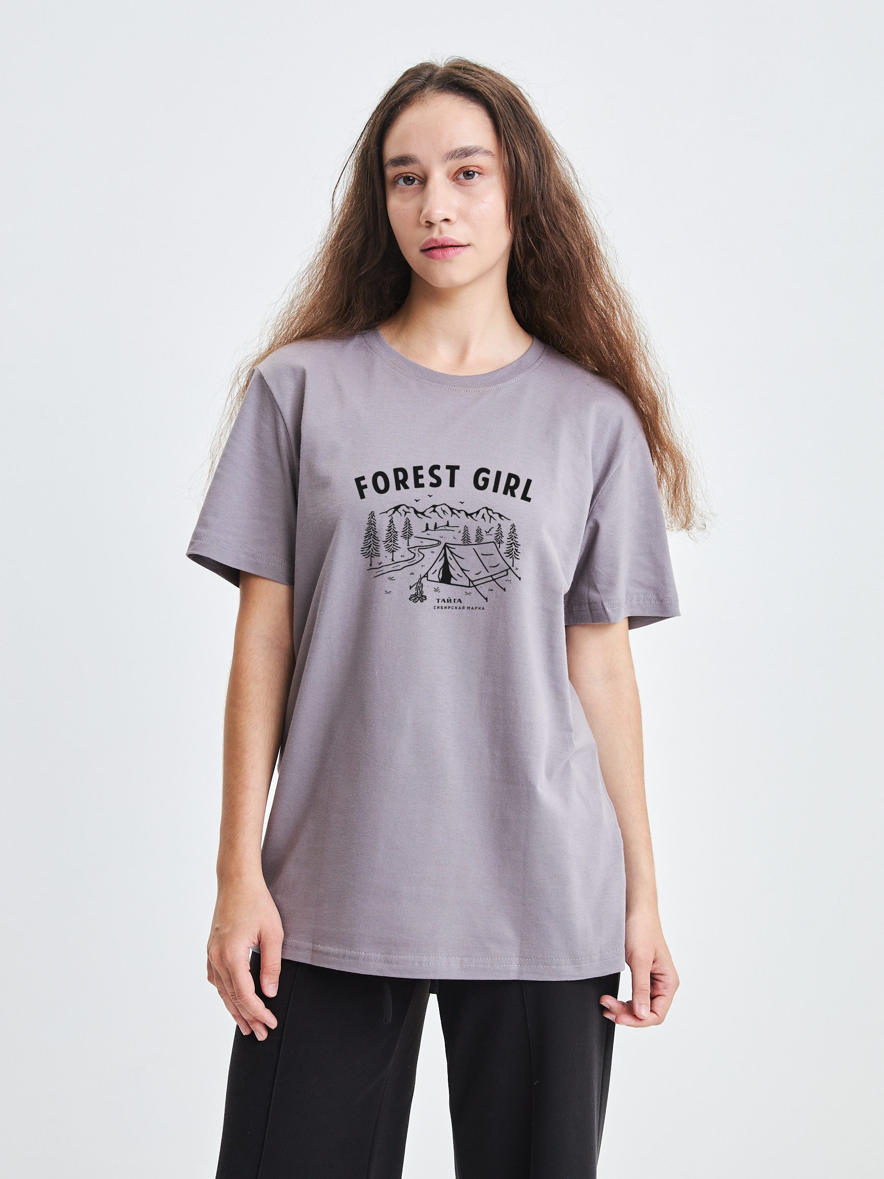 Футболка Тайга Эхо унисекс: Forest girl (серый)