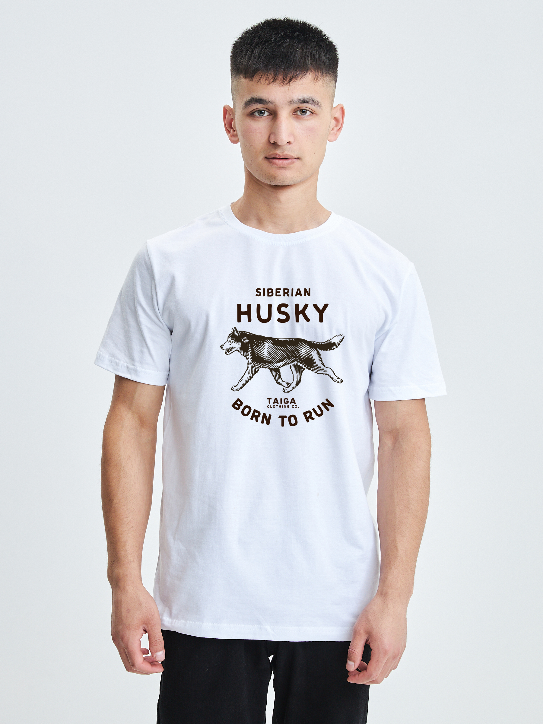 Футболка Тайга Эхо унисекс: Husky. Born to run (белый)