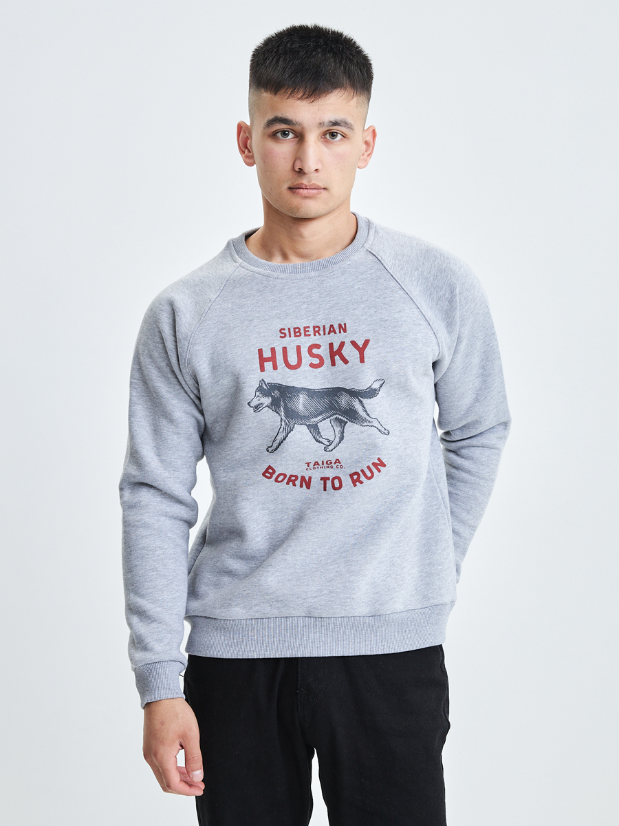 Тёплая толстовка: Husky. Born to run (серый-меланж)
