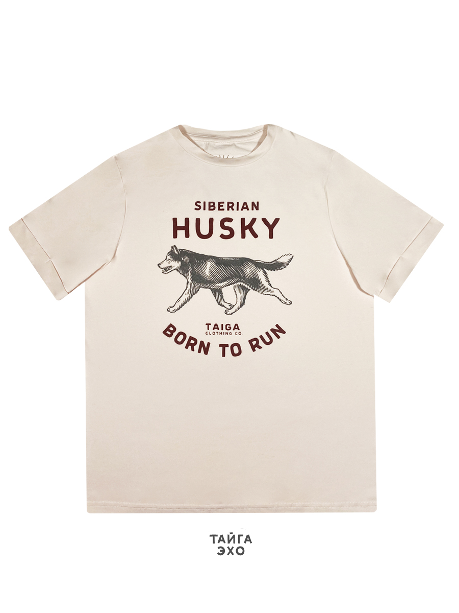 Футболка Тайга Эхо: Husky. Born to run W (бежевый)