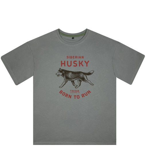 Футболка унисекс оверсайз: Husky. Born to run (серый)