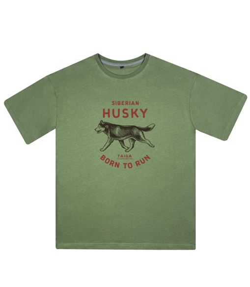 Футболка унисекс оверсайз: Husky. Born to run (травяной)