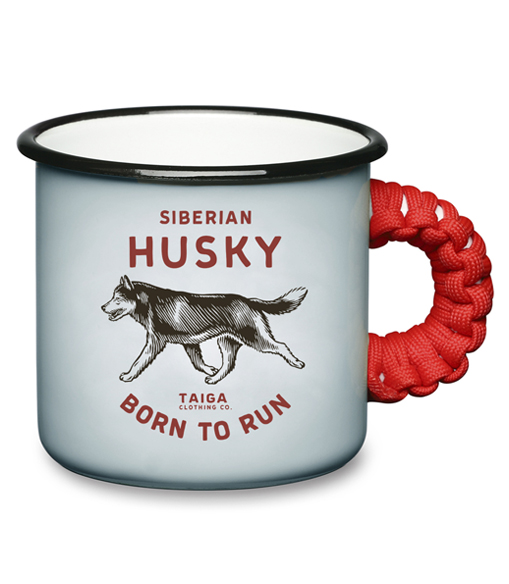 Эмалированная кружка: Husky. Born to run (сливочно-голубой)