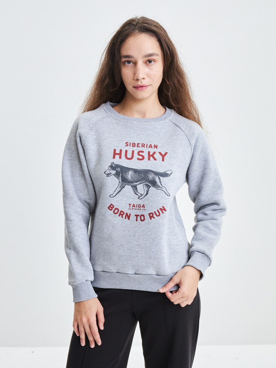 Теплая толстовка: Husky. Born to run W (серый-меланж)