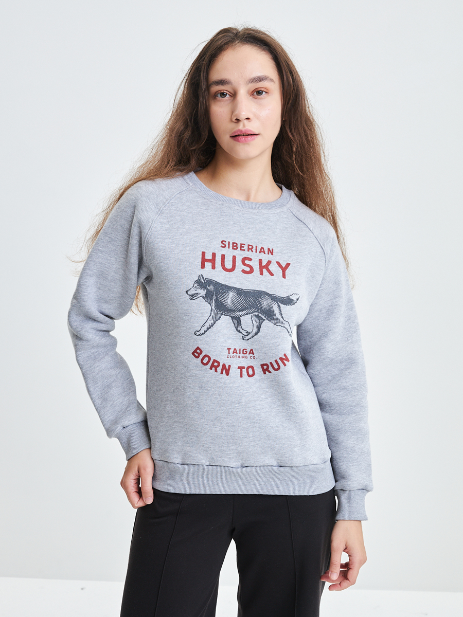 Теплая толстовка: Husky. Born to run W (серый-меланж)